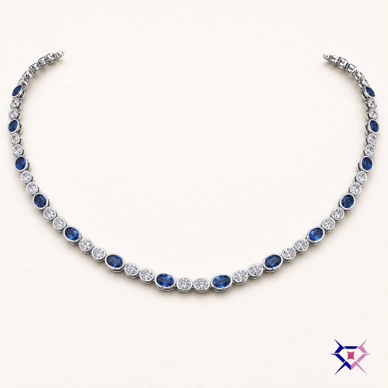 Sapphire Diamond Tennis Necklace